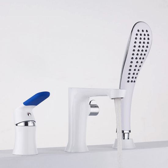 Смеситель на борт ванны FRAP H34 F1134 на 3 отверстия хром/белый