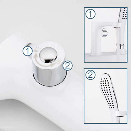 Смеситель на борт ванны FRAP H34 F1134 на 3 отверстия хром/белый