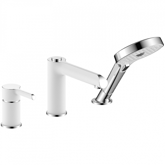 Смеситель на борт ванны GAPPO G03-8 G1103-8 на 3 отверстия, белый/хром