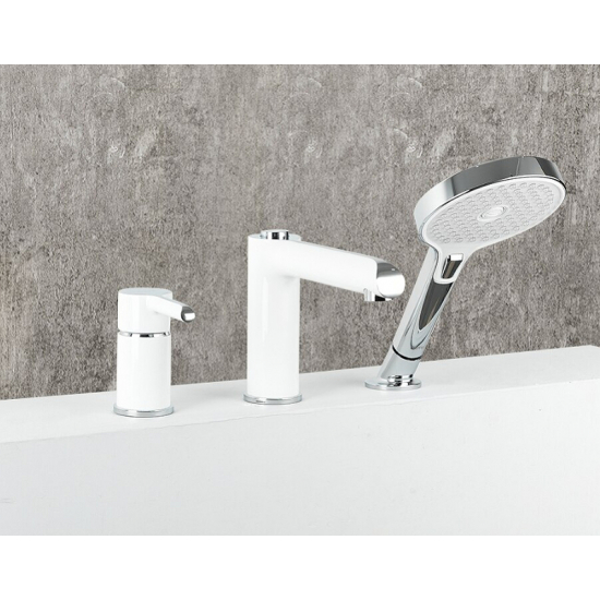Смеситель на борт ванны GAPPO G03-8 G1103-8 на 3 отверстия, белый/хром