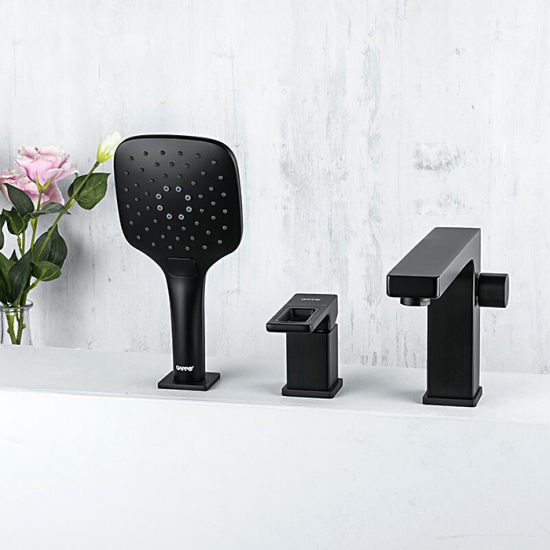 Смеситель на борт ванны GAPPO G17-6 G1117-6 на 3 отверстия, чёрный