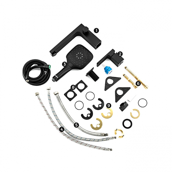 Смеситель на борт ванны GAPPO G17-6 G1117-6 на 3 отверстия, чёрный