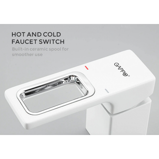 Смеситель на борт ванны GAPPO G17-8 G1117-8 на 3 отверстия, белый/хром