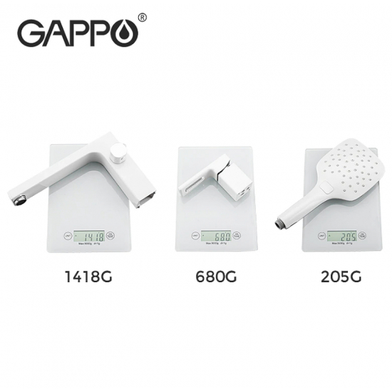 Смеситель на борт ванны GAPPO G17-8 G1117-8 на 3 отверстия, белый/хром