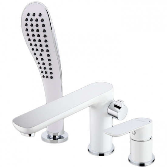 Смеситель на борт ванны GAPPO G48 G1148 на 3 отверстия, хром/белый