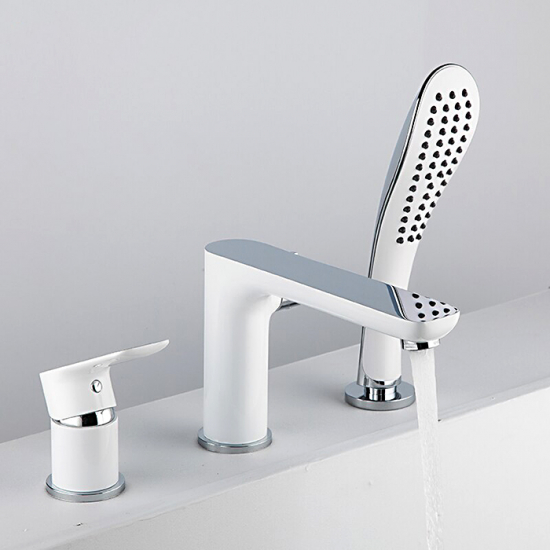 Смеситель на борт ванны GAPPO G48 G1148 на 3 отверстия, хром/белый
