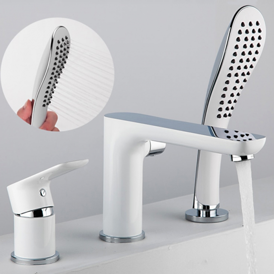 Смеситель на борт ванны GAPPO G48 G1148 на 3 отверстия, хром/белый