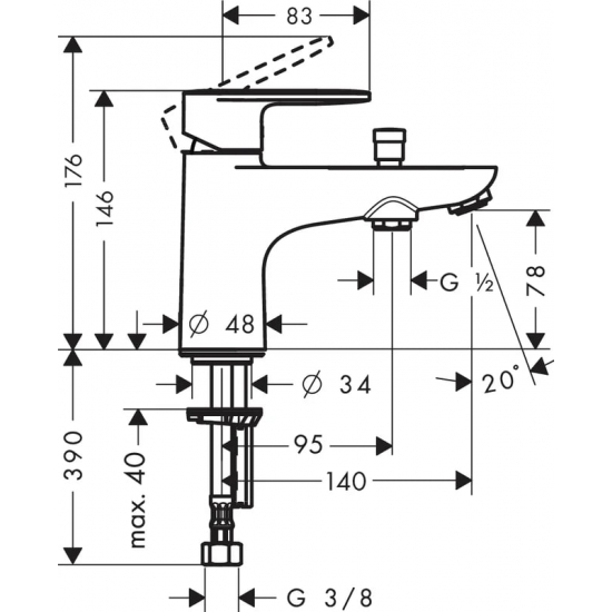 Смеситель на борт ванны HANSGROHE Vernis Blend 71444000 хром