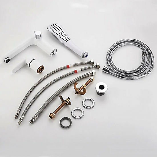 Смеситель на борт ванны LEDEME L1153W на 3 отверстия белый/хром