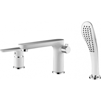 Смеситель на борт ванны LEDEME L1153W на 3 отверстия белый/хром