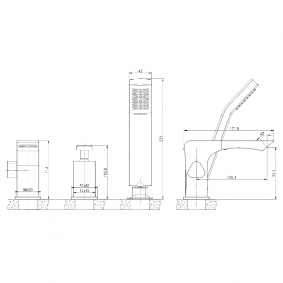 Смеситель на борт ванны LEMARK Contest LM5845CW на 3 отверстия, хром