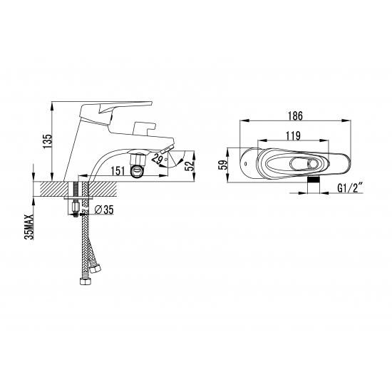 Смеситель на борт ванны LEMARK Luna LM4115C с душем, хром