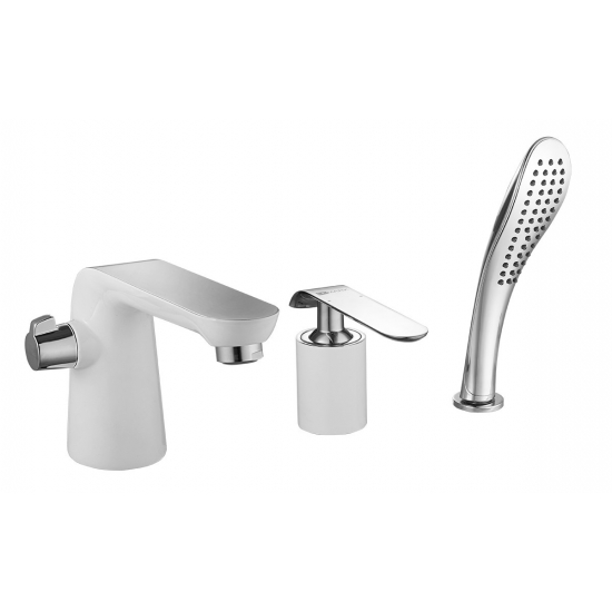 Смеситель на борт ванны LEMARK Melange LM4947CW на 3 отверстия, хром/белый