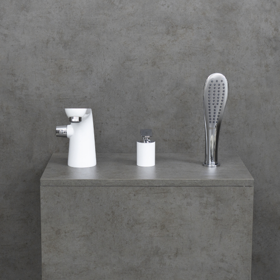 Смеситель на борт ванны LEMARK Melange LM4947CW на 3 отверстия, хром/белый