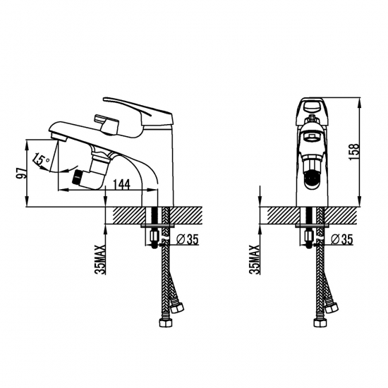 Смеситель на борт ванны LEMARK Omega LM3115C хром