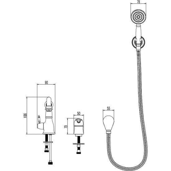 Смеситель на борт ванны LEMARK Villa LM4847C на 2 отверстия, хром