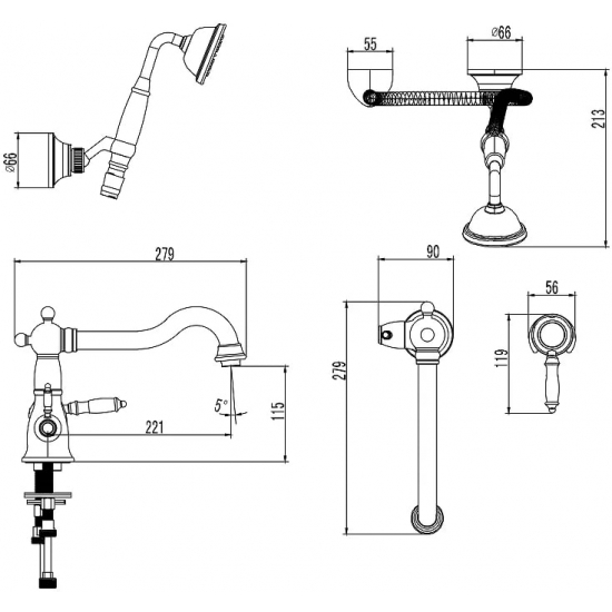 Смеситель на борт ванны LEMARK Villa LM4847C на 2 отверстия, хром