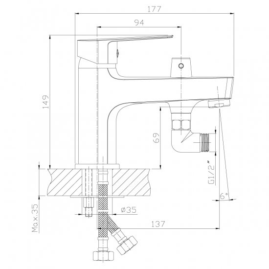 Смеситель на борт ванны ROSSINKA S35-38