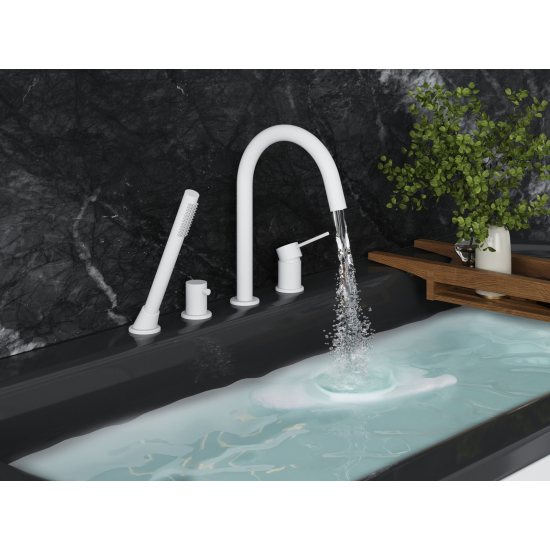 Смеситель на борт ванны TIMO Saona 2320/16Y на 4 отверстия, матовый белый