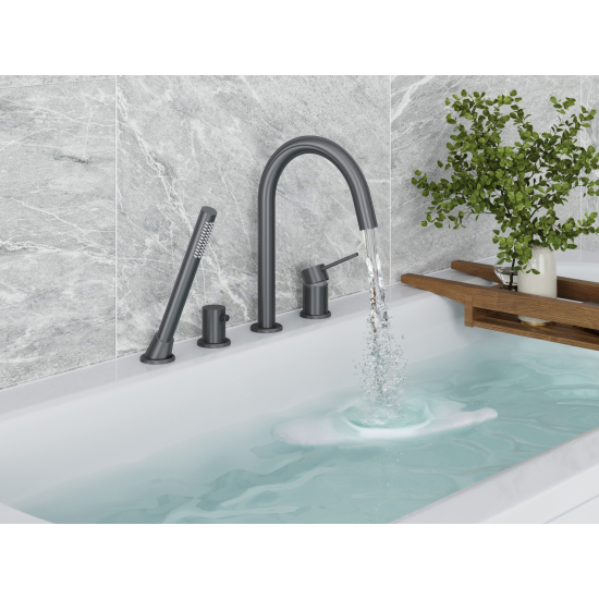 Смеситель на борт ванны TIMO Saona 2320/18Y на 4 отверстия, чёрное золото