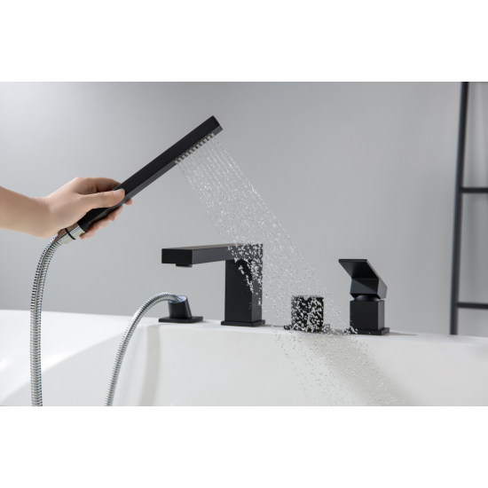 Смеситель на борт ванны TIMO Selene 2130/03Y на 4 отверстия, чёрный