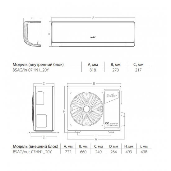Сплит-система BALLU iGreen Pro BSAG-07HN1_24Y комплект (блок внутренний, блок внешний)