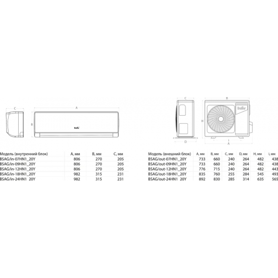 Сплит-система BALLU iGreen Pro BSAG-24HN1_20Y комплект (блок внутренний, блок внешний)