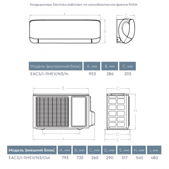 Сплит-система ELECTROLUX Evolution Super DC Inverter EACS/I-11HEV/N3 инверторного типа комплект 