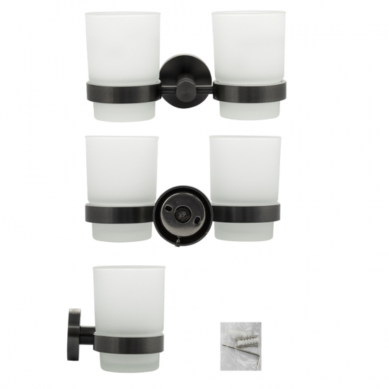 Стакан GFmark GF-78160 двойной стекло настенный графит