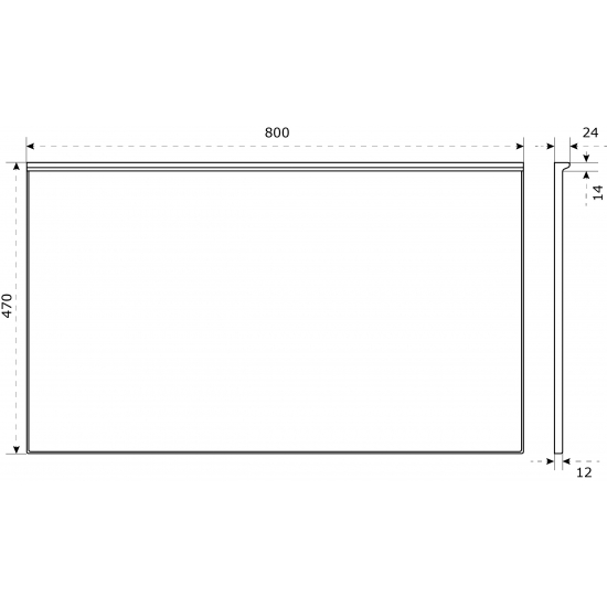 Столешница BAS 800x470x12 белая матовая