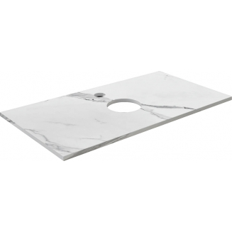 Столешница DIWO Элиста 100 белый мрамор, отверстие по центру, без кронштейнов