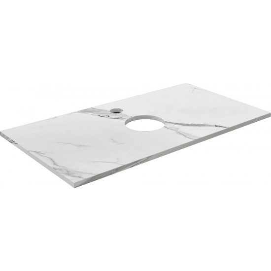 Столешница DIWO Элиста 100 белый мрамор, отверстие по центру, без кронштейнов
