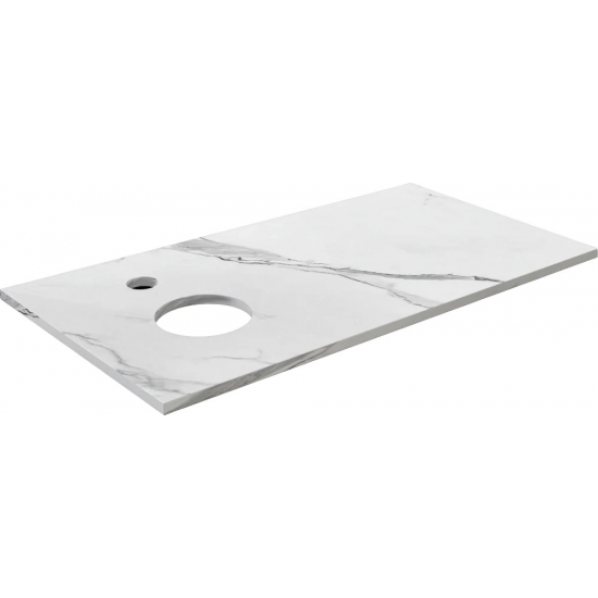 Столешница DIWO Элиста 100 белый мрамор, отверстие слева, без кронштейнов