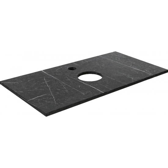 Столешница DIWO Элиста 100 черный мрамор, отверстие по центру, без кронштейнов