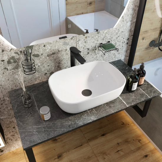 Столешница DIWO Элиста 100 черный мрамор, отверстие по центру, без кронштейнов