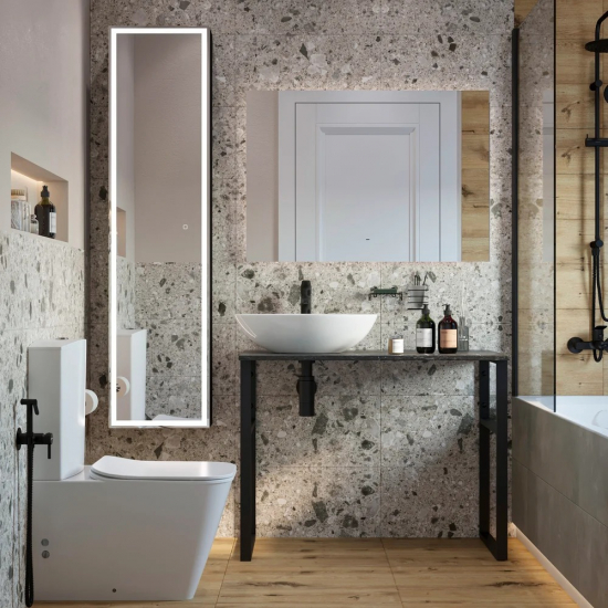 Столешница DIWO Элиста 100 черный мрамор, отверстие слева, без кронштейнов