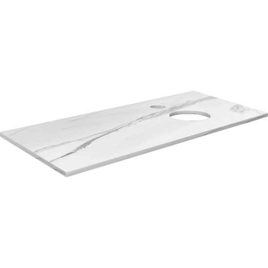 Столешница DIWO Элиста 120 белый мрамор, отверстие справа, без кронштейнов