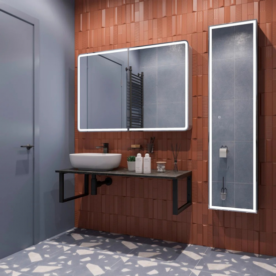 Столешница DIWO Элиста 120 черный мрамор, отверстие слева, без кронштейнов