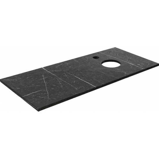 Столешница DIWO Элиста 120 черный мрамор, отверстие справа, без кронштейнов
