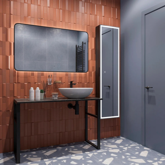 Столешница DIWO Элиста 120 черный мрамор, отверстие справа, без кронштейнов