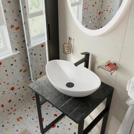 Столешница DIWO Элиста 60 черный мрамор, без кронштейнов