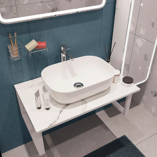 Столешница DIWO Элиста 80 белый мрамор, без кронштейнов