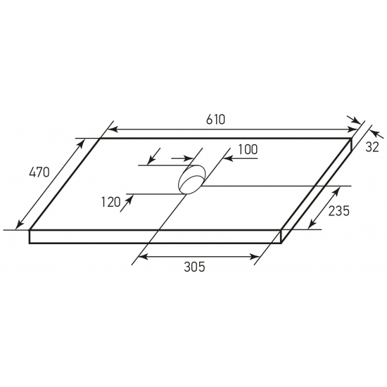 Столешница MIXLINE Аврора 60 под умывальники на столешницу 610x32x470