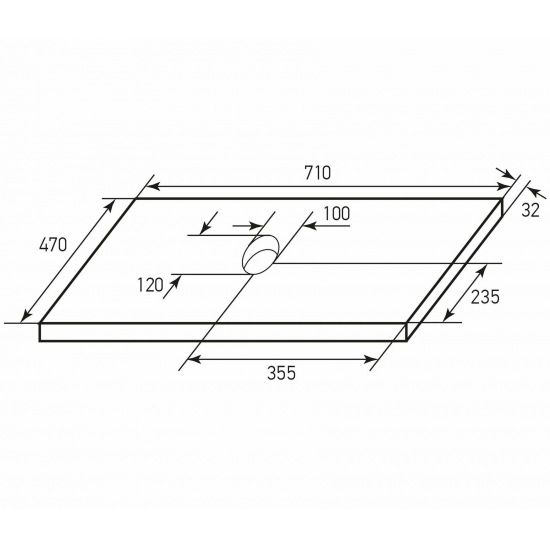 Столешница MIXLINE Аврора 70 под умывальники на столешницу 710x32x470