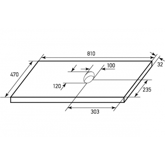 Столешница MIXLINE Аврора 80 под умывальники на столешницу 810x32x470