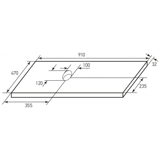 Столешница MIXLINE Аврора 90 под умывальники на столешницу 910x32x470