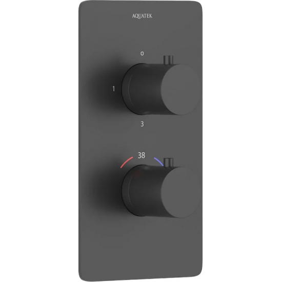 Термостатический смеситель встраиваемый AQUATEK Европа AQ1393MB С ВНУТРЕННЕЙ ЧАСТЬЮ, 3 реж. чёрный