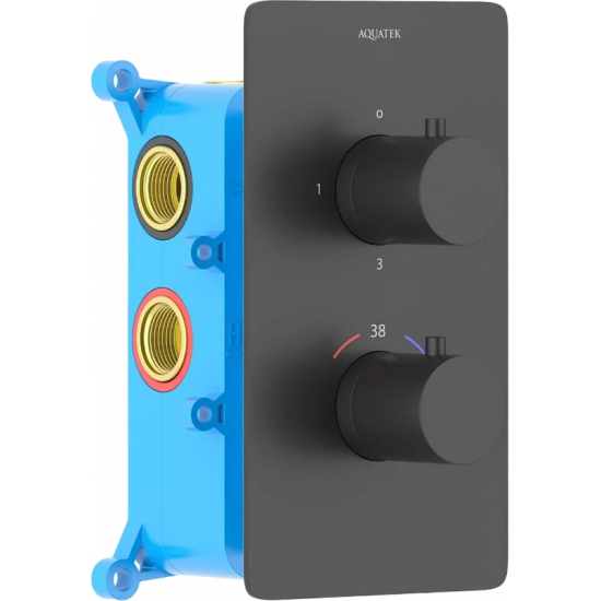 Термостатический смеситель встраиваемый AQUATEK Европа AQ1393MB С ВНУТРЕННЕЙ ЧАСТЬЮ, 3 реж. чёрный
