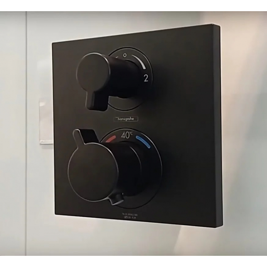 Термостатический смеситель встраиваемый HANSGROHE Ecostat Square 15714670 для душа, матовый чёрный