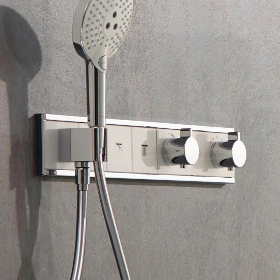 Термостатический смеситель встраиваемый HANSGROHE RainSelect 15356400 С ВНУТРЕННЕЙ ЧАСТЬЮ белый/хром
